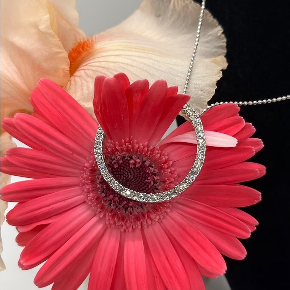 A Silver Tone Rhinestone Embellished Circle of Life Pendant Necklace - Picture 6 of 7